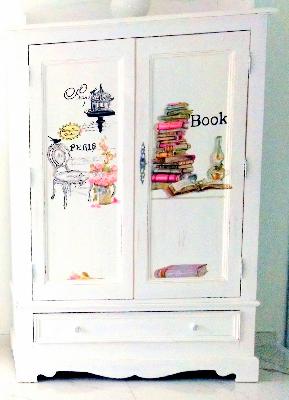 relooking armoire,,armoire décorées sur commande, armoires recyclées, armoires relookées ,decor sur meuble, peinture décorative mobilier